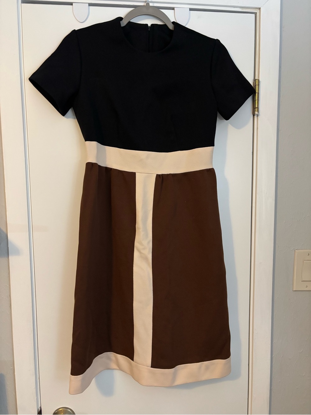 Vintage Girls Colorblock Brown Cream and Black Dress